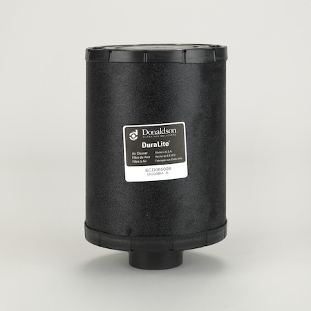 Donaldson AIR FILTER, ENGINE, ECD DURALITE AIR CLEANER, 165MM BODY DIA, 51MM OUTLET DIA, 229MM LENGTH, HAS D065008